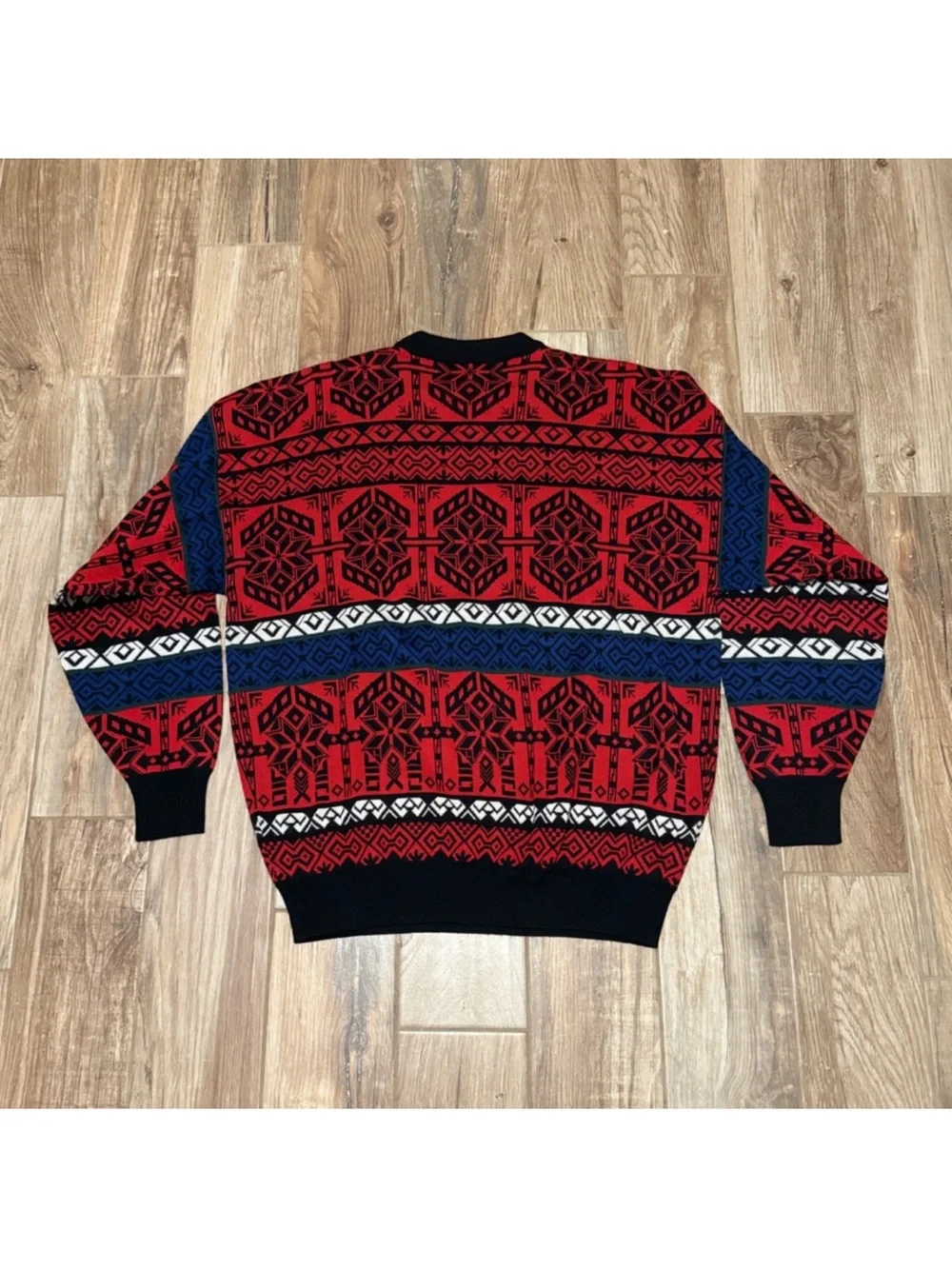 Vintage Ossi Skiwear Men’s Geometric Wool Blend Sweater